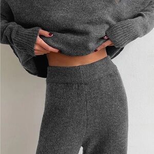 Commense Cozy Gray Knit Sweater and Pants Set